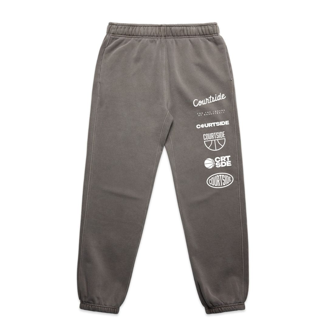 Courtside Bench Track Pants in Faded Grey colour shown as a flat lay with detail
