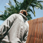 NBL Player Nelson Kahler wearing the Courtside Big Dreams Hoodie in Faded Grey colour.