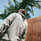 NBL Player Nelson Kahler wearing the Courtside Big Dreams Hoodie in Faded Grey colour.