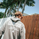 NBL Player Nelson Kahler wearing the Courtside Big Dreams Hoodie in Faded Grey colour.