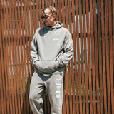 NBL Player Nelson Kahler wearing the Courtside Big Dreams Hoodie in Faded Grey colour.