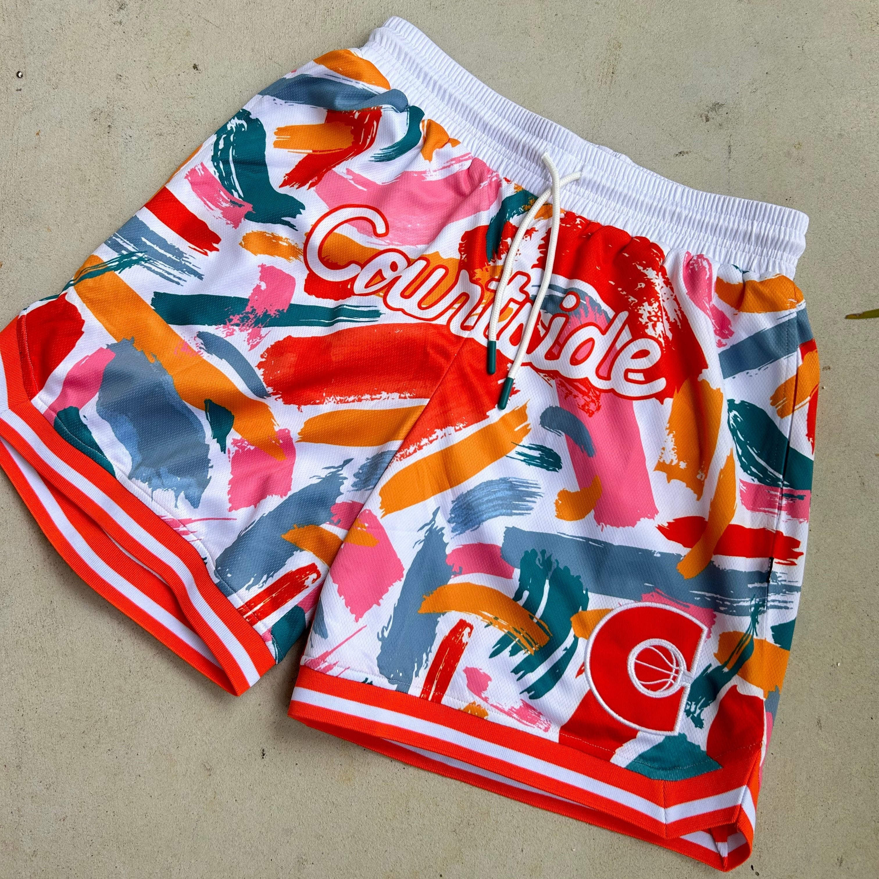 Courtside MVP basketball short shown laying flat with details