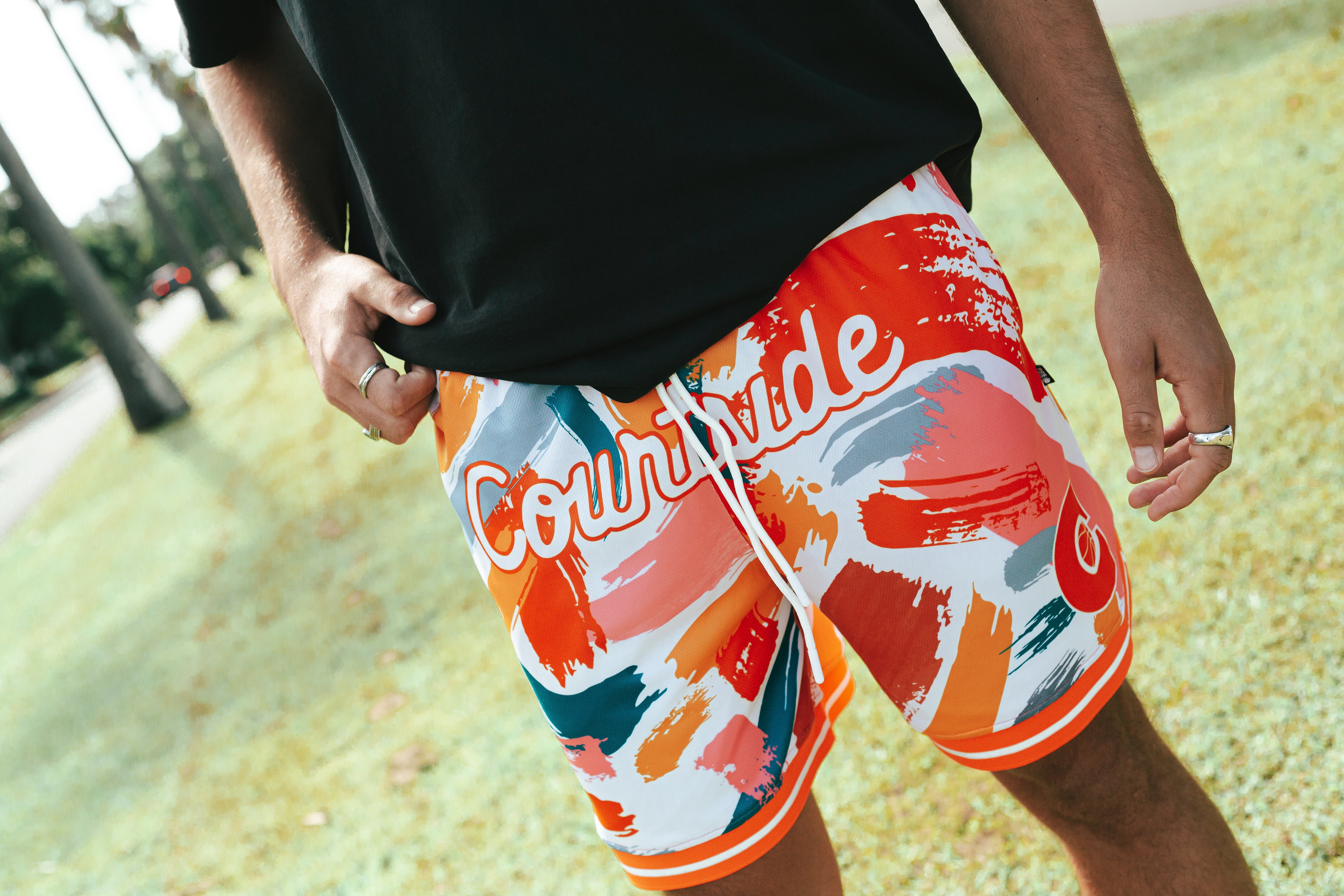 Courtside MVP basketball shorts being worn by NBL player Nelson Kahler close up