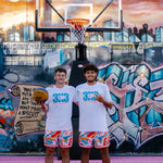Livai Smith, Matthew Koenig Australian top 3X3 FIBA players, wearing Gauntlet x Courtside tees and Courtside shorts