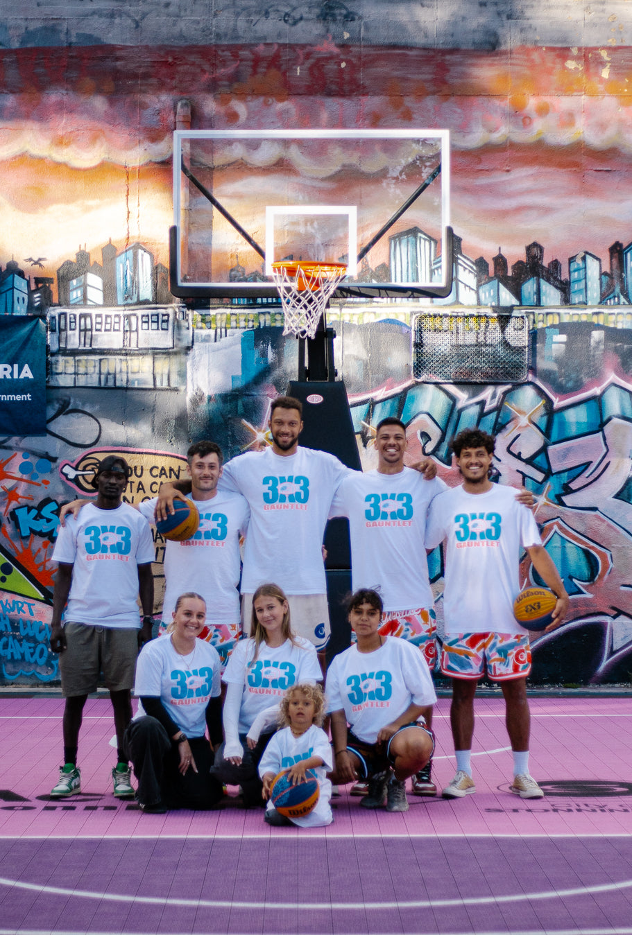 Livai Smith, Matthew Koenig Australian 3X3 FIBA players, wearing Gauntlet x Courtside tees and Courtside shorts