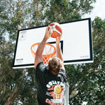 NBL Player Nelson Kahler wearing the Courtside Champs Tee in Faded Black  colour.