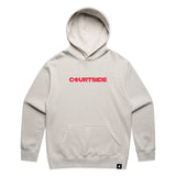 Courtside Lay Up Hoodie in faded bone - flat on white background with red logo