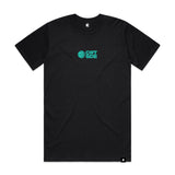 Courtside Vibes Tee in black - front view showing centre chest logo detail